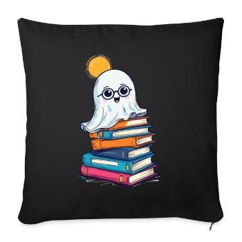 Reading Halloween Ghost Book Lover Style - Sofa pillowcase 17,3'' x 17,3'' (45 x 45 cm) - black - Front