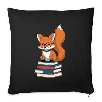 Niedlicher Buch Liebhaber Lustiger Bücher Fuchs - Sofakissenbezug 45 x 45 cm - Schwarz - Vorne