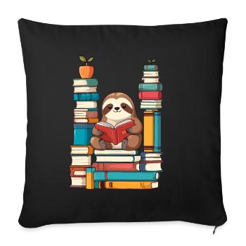 Funny Book Lover Sloth - Sofa pillowcase 17,3'' x 17,3'' (45 x 45 cm) - black - Front