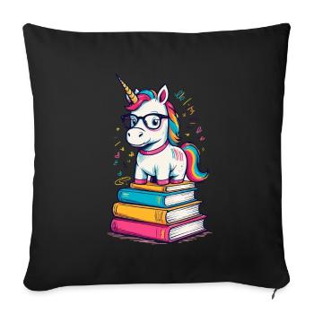 Cute Unicorn Bookworm Magical Unicorns - Sofa pillowcase 17,3'' x 17,3'' (45 x 45 cm) - black - Front