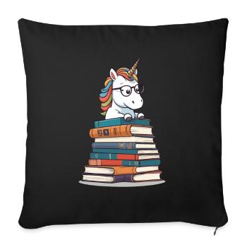 Mignon rat de bibliothèque licorne lecture imaginative - Housse de coussin décorative 45 x 45 cm - noir - Devant