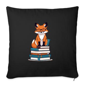 Niedlicher Buch Liebhaber Fuchs Mit Brille - Sofakissenbezug 45 x 45 cm - Schwarz - Vorne