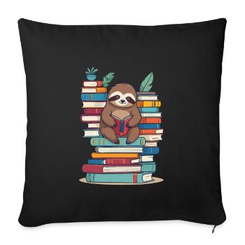 Cute Bookworm Funny Book Lover Sloth - Sofa pillowcase 17,3'' x 17,3'' (45 x 45 cm) - black - Front