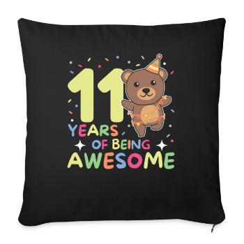 Ours pour ses 11 ans enfants de onze ans - Housse de coussin décorative 45 x 45 cm - noir - Devant