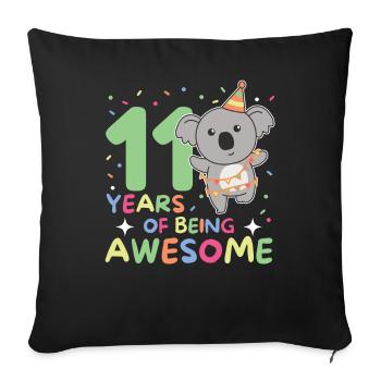 Koala for his 11th birthday children eleven years old - Sofa pillowcase 17,3'' x 17,3'' (45 x 45 cm) - black - Front