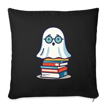 Lesendes Halloween Gespenst Niedliches Bücherwurm - Sofakissenbezug 45 x 45 cm - Schwarz - Vorne