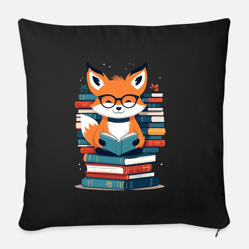 Niedlicher Buch Liebhaber Lustiges Bücher Design - Sofakissenbezug 45 x 45 cm - Schwarz
