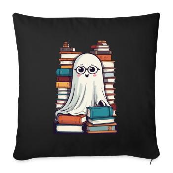 Book Lover Style Reading Halloween Ghost - Sofa pillowcase 17,3'' x 17,3'' (45 x 45 cm) - black - Front