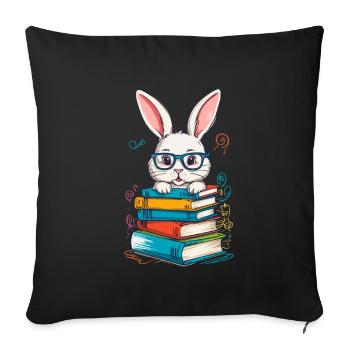 Reading Bunny Funny Books Reading Design - Sofa pillowcase 17,3'' x 17,3'' (45 x 45 cm) - black - Front
