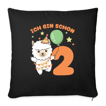 I'm already 2 alpacas birthday kids - Sofa pillowcase 17,3'' x 17,3'' (45 x 45 cm) - black - Front