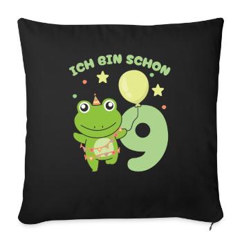I'm already 9 frogs birthday kids - Sofa pillowcase 17,3'' x 17,3'' (45 x 45 cm) - black - Front