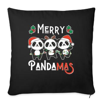 Joyeux Noël Pandamas Jeu de mots Panda - Housse de coussin décorative 45 x 45 cm - noir - Devant