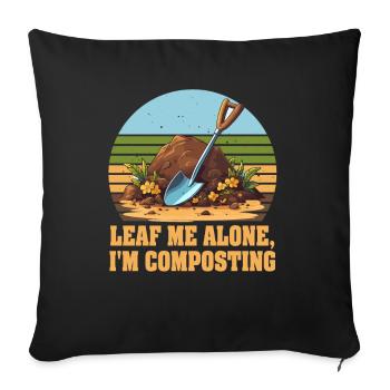 Feuille-moi seul je composte - Housse de coussin décorative 45 x 45 cm - noir - Devant
