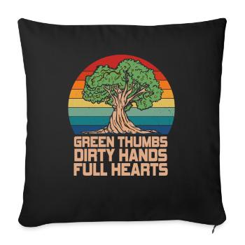 Pouces verts mains sales cœurs pleins - Housse de coussin décorative 45 x 45 cm - noir - Devant