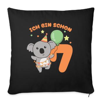 I'm already 7 koala's birthday kids - Sofa pillowcase 17,3'' x 17,3'' (45 x 45 cm) - black - Front