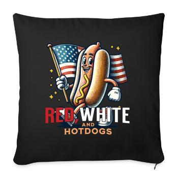 Red and white hot dogs retro vintage design 4th of July - Sofa pillowcase 17,3'' x 17,3'' (45 x 45 cm) - black - Front