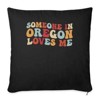 Quelqu’un dans l’Oregon m’aime - Housse de coussin décorative 45 x 45 cm - noir - Devant