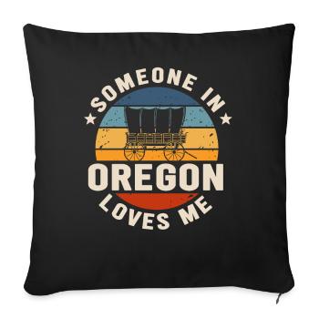 Quelqu’un dans l’Oregon m’aime - Housse de coussin décorative 45 x 45 cm - noir - Devant