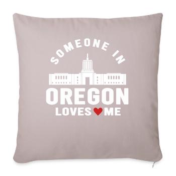 Quelqu’un dans l’Oregon m’aime - Housse de coussin décorative 45 x 45 cm - taupe clair - Devant