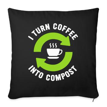 Je transforme le café en compost Blue Planet - Housse de coussin décorative 45 x 45 cm - noir - Devant