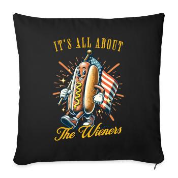 All about Wiener's retro vintage design 4th of July - Sofa pillowcase 17,3'' x 17,3'' (45 x 45 cm) - black - Front