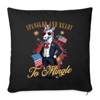 Licorne pailletée prête à mélanger 4 juillet Fun - Housse de coussin décorative 45 x 45 cm - noir - Devant