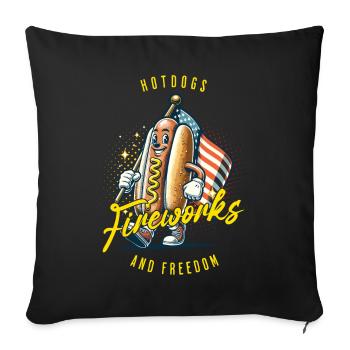 Hot Dogs Fireworks Freedom Retro Vintage Design - Sofa pillowcase 17,3'' x 17,3'' (45 x 45 cm) - black - Front