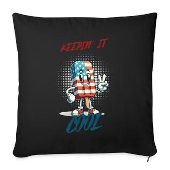 Keepin It Cool Retro Vintage American Flag - Sofa pillowcase 17,3'' x 17,3'' (45 x 45 cm) - black - Front