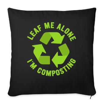 Feuille-moi seul je composte - Housse de coussin décorative 45 x 45 cm - noir - Devant