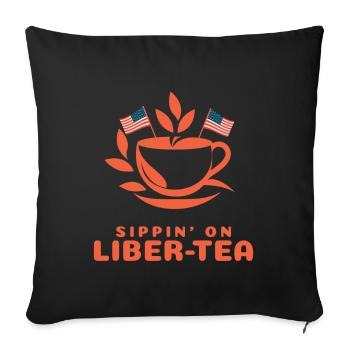 Siroter du thé Liber-tea 4 juillet Joyeuses fêtes - Housse de coussin décorative 45 x 45 cm - noir - Devant