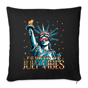 Ambiance du 4 juillet, célébrations de la Statue de la Liberté - Housse de coussin décorative 45 x 45 cm - noir - Devant