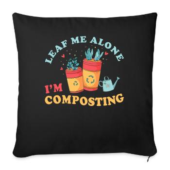 Feuille-moi seul je composte - Housse de coussin décorative 45 x 45 cm - noir - Devant