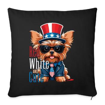 Yorkshire Terrier 4th of July Dog Lover - Sofa pillowcase 17,3'' x 17,3'' (45 x 45 cm) - black - Front