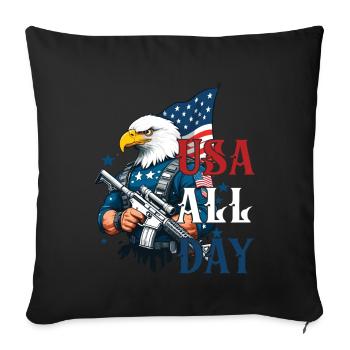 Usa All Day Funny Freedom Design 4th of July - Sofa pillowcase 17,3'' x 17,3'' (45 x 45 cm) - black - Front