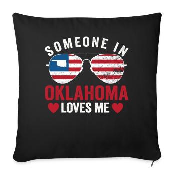 Quelqu’un dans l’Oklahoma m’aime - Housse de coussin décorative 45 x 45 cm - noir - Devant