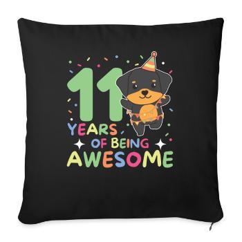 Rottweiler pour ses 11 ans Enfants de onze ans - Housse de coussin décorative 45 x 45 cm - noir - Devant