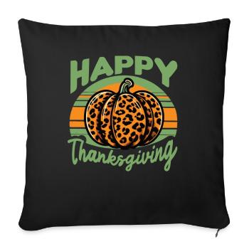 Happy ThanksgIving Leoparden Kürbis Retro - Sofakissenbezug 45 x 45 cm - Schwarz - Vorne