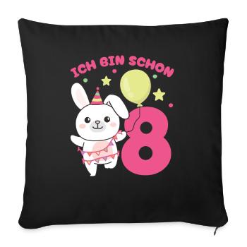 I'm already 8 bunnies birthday kids - Sofa pillowcase 17,3'' x 17,3'' (45 x 45 cm) - black - Front