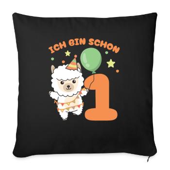 I'm already 1 alpacas birthday kids - Sofa pillowcase 17,3'' x 17,3'' (45 x 45 cm) - black - Front