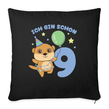 J’ai déjà 9 ans d’anniversaire suricate - Housse de coussin décorative 45 x 45 cm - noir - Devant