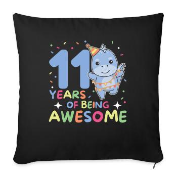 Dino pour ses 11 ans enfants de onze ans - Housse de coussin décorative 45 x 45 cm - noir - Devant