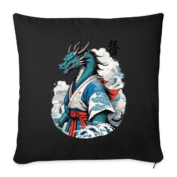 Dragon Samurai Vintage Ukiyo-e Style - Sofa pillowcase 17,3'' x 17,3'' (45 x 45 cm) - black - Front
