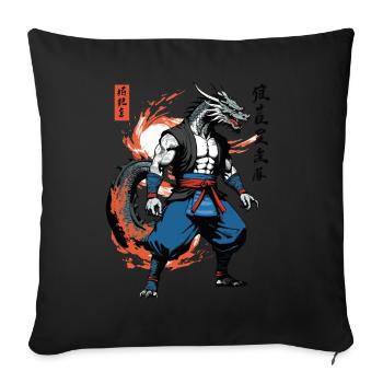 Samouraï Dragon Vintage Ukiyo-e Style Artwork - Housse de coussin décorative 45 x 45 cm - noir - Devant