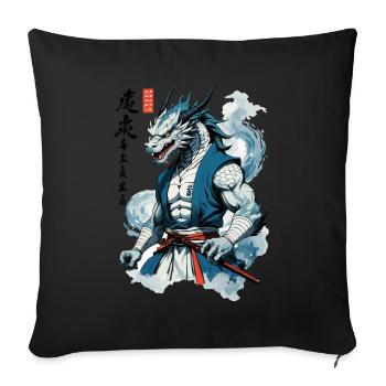 Dragon Samurai Vintage Ukiyo-e Style Asian - Sofa pillowcase 17,3'' x 17,3'' (45 x 45 cm) - black - Front