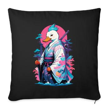 Samurai Duck Aesthetic Vaporwave Style - Sofa pillowcase 17,3'' x 17,3'' (45 x 45 cm) - black - Front