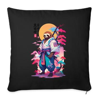 Samouraï paresseux esthétique style Vaporwave - Housse de coussin décorative 45 x 45 cm - noir - Devant