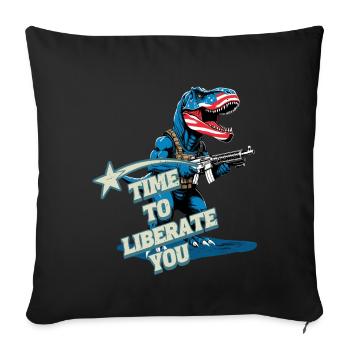 Il est temps de libérer un dinosaure drôle des États-Unis - Housse de coussin décorative 45 x 45 cm - noir - Devant
