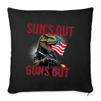 Suns Out Guns Out Drôle États-Unis Dinosaure - Housse de coussin décorative 45 x 45 cm - noir - Devant