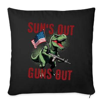 Suns Out Guns Out Drôle États-Unis Dinosaure Rétro - Housse de coussin décorative 45 x 45 cm - noir - Devant