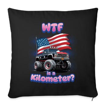 WTF est une blague métrique drôle de kilomètre - Housse de coussin décorative 45 x 45 cm - noir - Devant